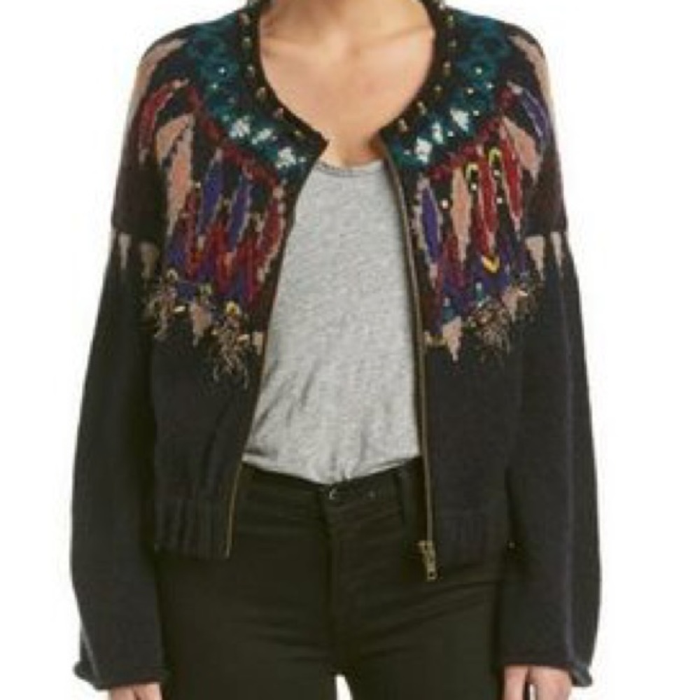 Free people bell sleeve stud cardigan